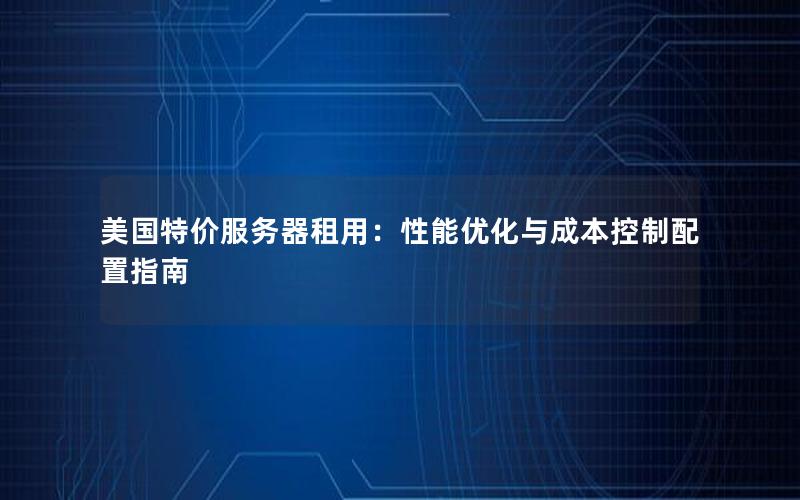 美国特价服务器租用：性能优化与成本控制配置指南