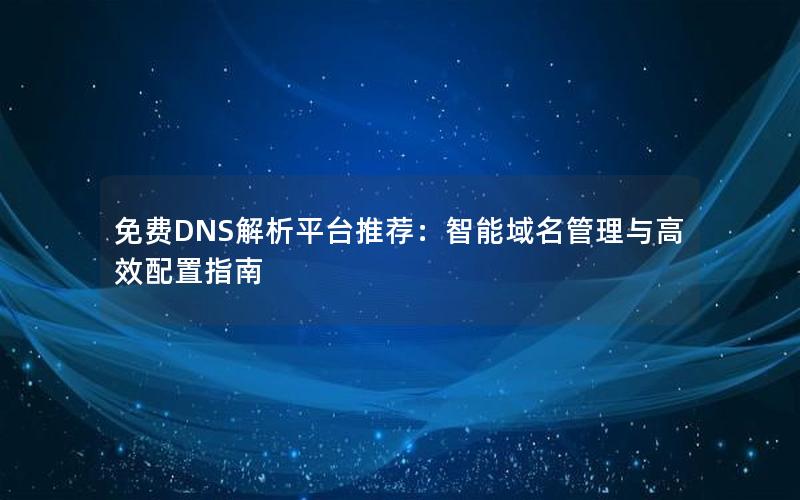 免费DNS解析平台推荐：智能域名管理与高效配置指南