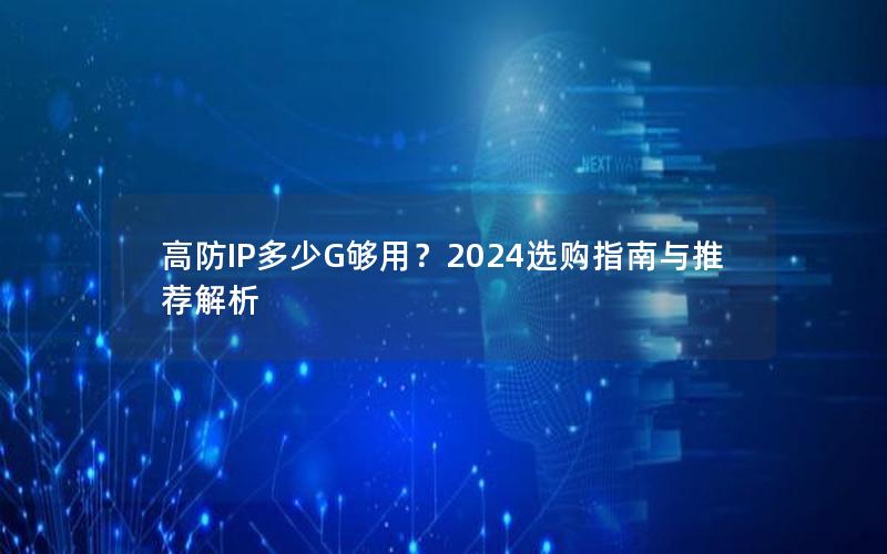 高防IP多少G够用？2024选购指南与推荐解析