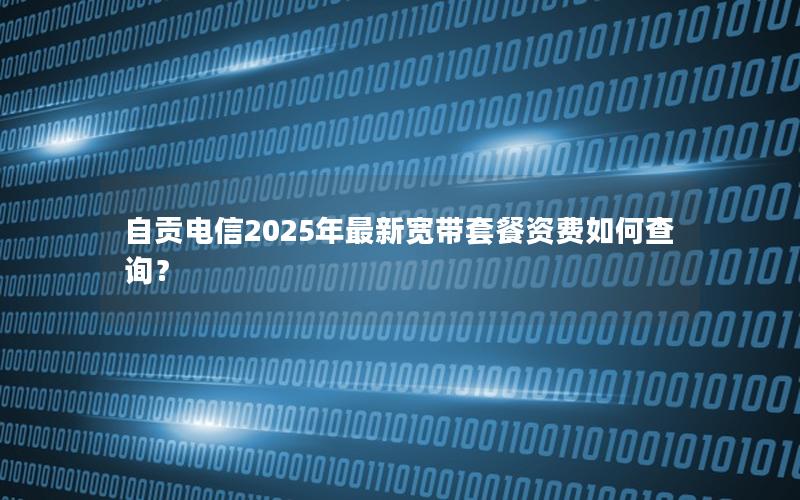 自贡电信2025年最新宽带套餐资费如何查询？