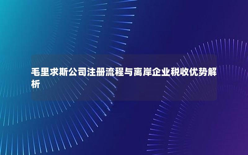 毛里求斯公司注册流程与离岸企业税收优势解析