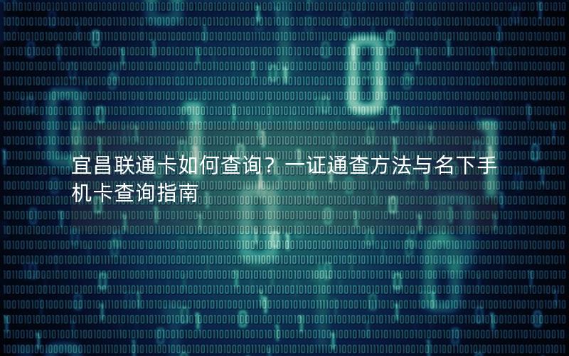 宜昌联通卡如何查询？一证通查方法与名下手机卡查询指南