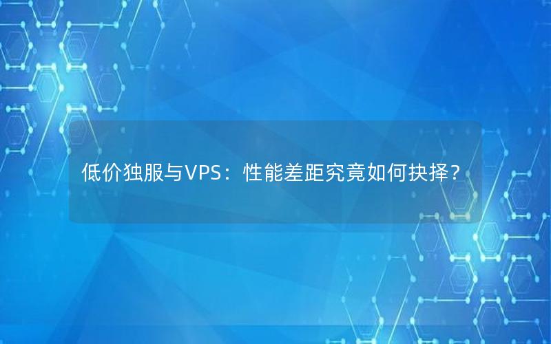 低价独服与VPS：性能差距究竟如何抉择？