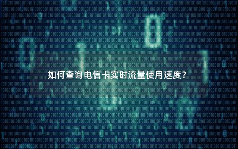 如何查询电信卡实时流量使用速度？