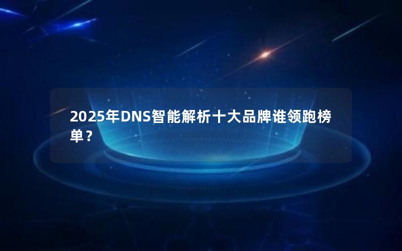 2025年DNS智能解析十大品牌谁领跑榜单？