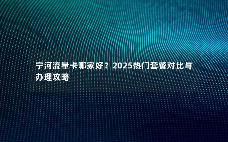 宁河流量卡哪家好？2025热门套餐对比与办理攻略