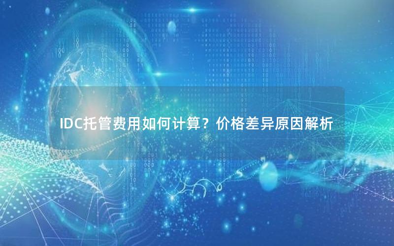 IDC托管费用如何计算？价格差异原因解析