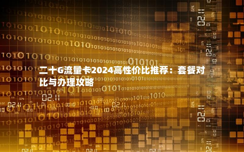 二十G流量卡2024高性价比推荐：套餐对比与办理攻略