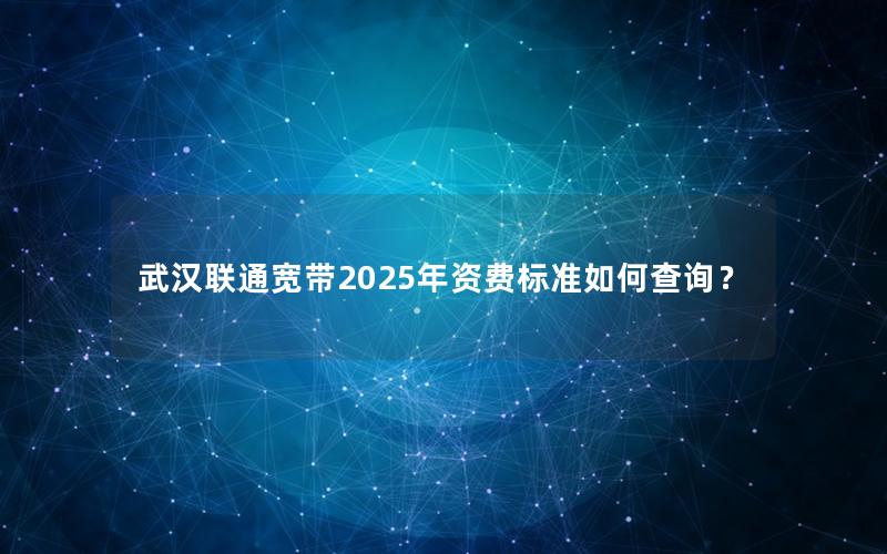 武汉联通宽带2025年资费标准如何查询？