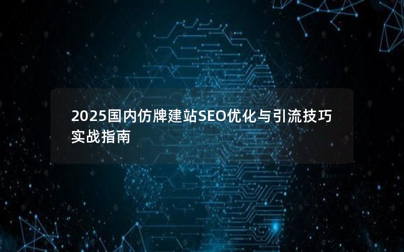 2025国内仿牌建站SEO优化与引流技巧实战指南