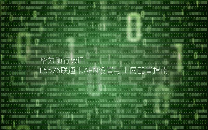 华为随行WiFi E5576联通卡APN设置与上网配置指南