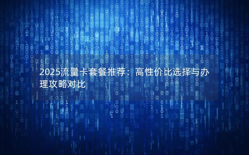 2025流量卡套餐推荐：高性价比选择与办理攻略对比