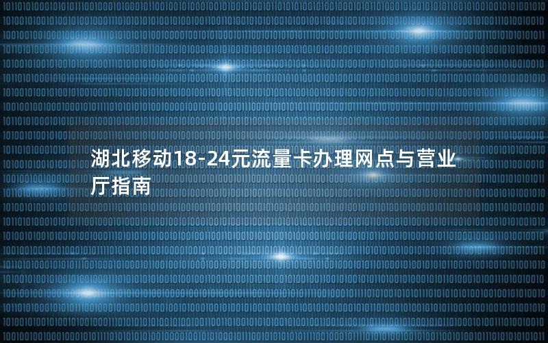 湖北移动18-24元流量卡办理网点与营业厅指南