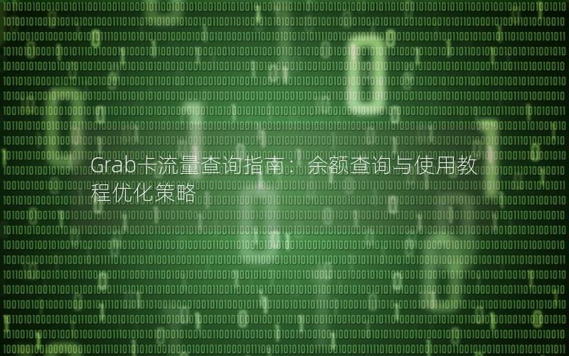 Grab卡流量查询指南：余额查询与使用教程优化策略