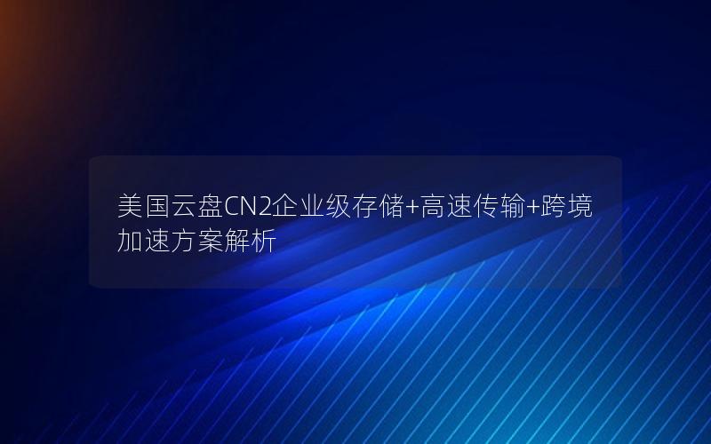 美国云盘CN2企业级存储+高速传输+跨境加速方案解析