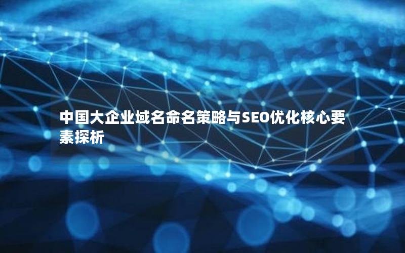 中国大企业域名命名策略与SEO优化核心要素探析