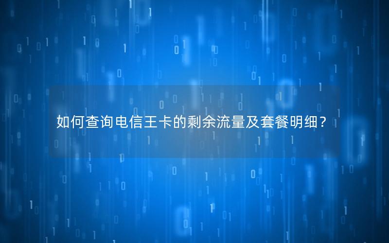 如何查询电信王卡的剩余流量及套餐明细？