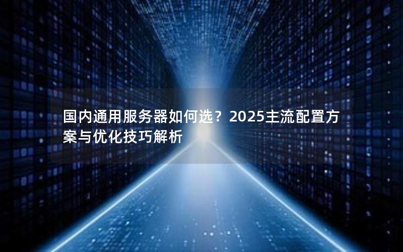 国内通用服务器如何选？2025主流配置方案与优化技巧解析