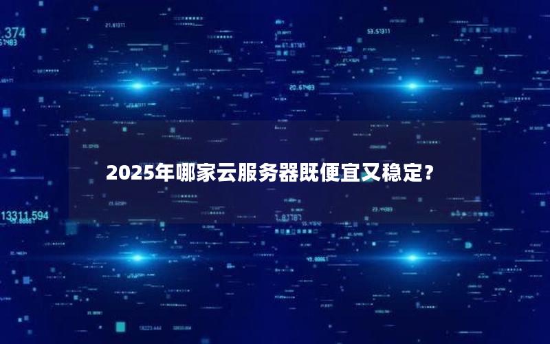 2025年哪家云服务器既便宜又稳定？