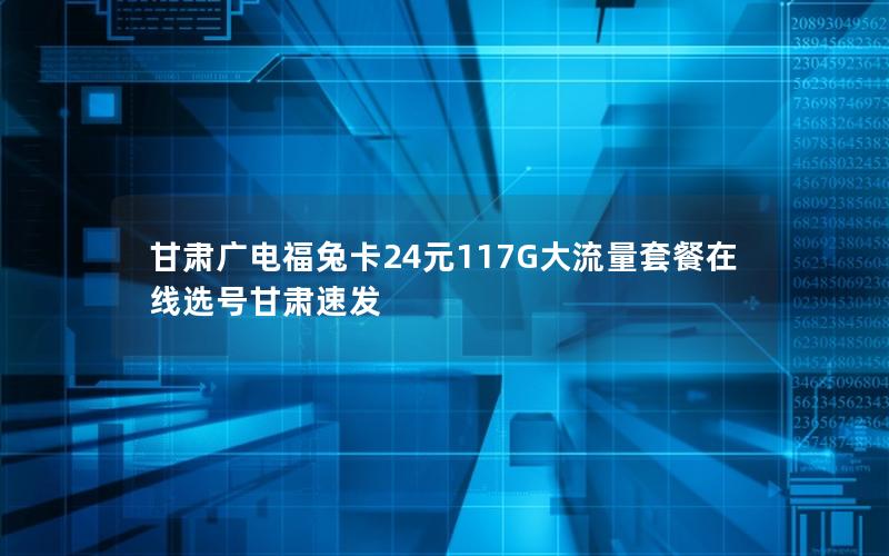 甘肃广电福兔卡24元117G大流量套餐在线选号甘肃速发