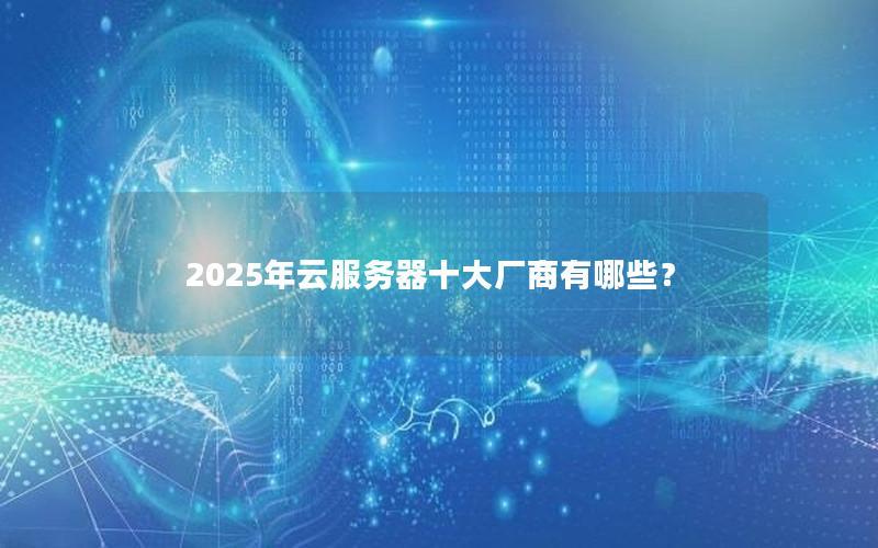 2025年云服务器十大厂商有哪些？