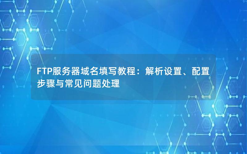 FTP服务器域名填写教程：解析设置、配置步骤与常见问题处理