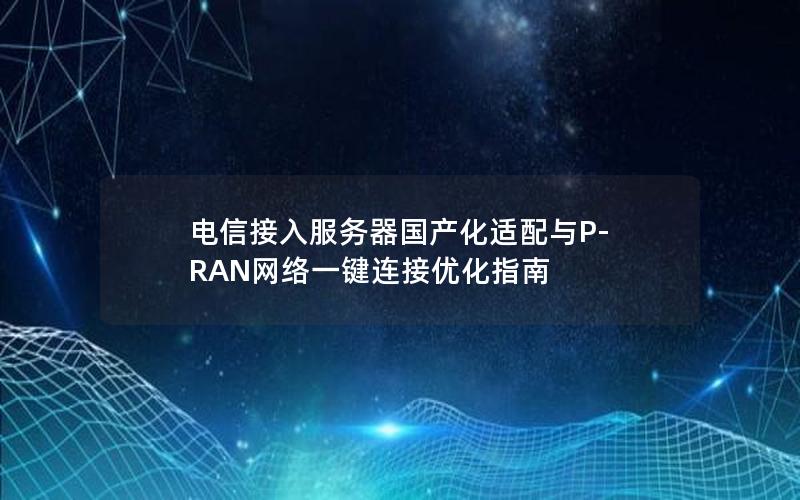 电信接入服务器国产化适配与P-RAN网络一键连接优化指南