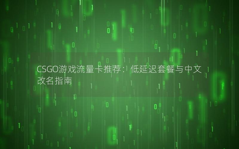 CSGO游戏流量卡推荐：低延迟套餐与中文改名指南