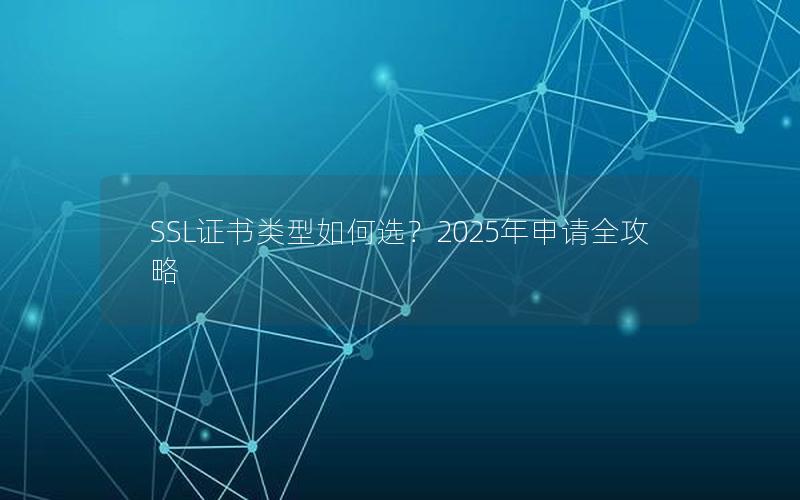 SSL证书类型如何选？2025年申请全攻略