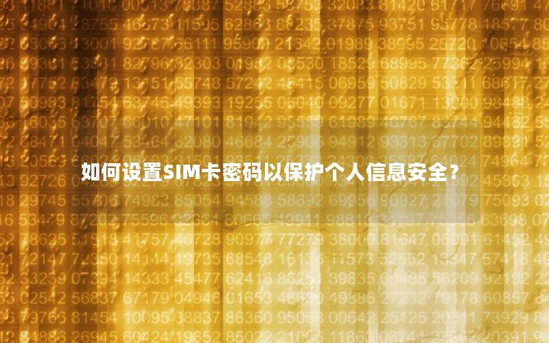 如何设置SIM卡密码以保护个人信息安全？