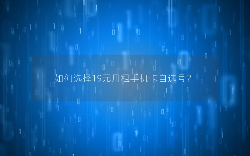 如何选择19元月租手机卡自选号？