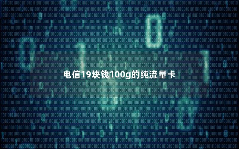 电信19块钱100g的纯流量卡