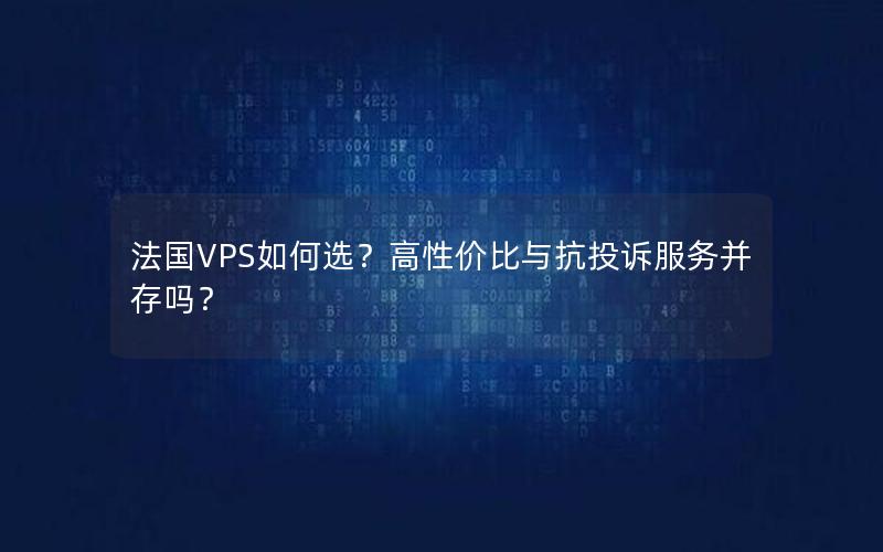 法国VPS如何选？高性价比与抗投诉服务并存吗？