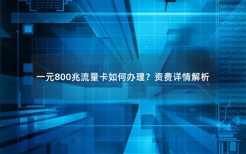 一元800兆流量卡如何办理？资费详情解析