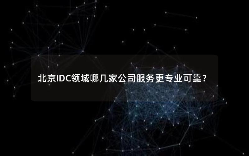 北京IDC领域哪几家公司服务更专业可靠？