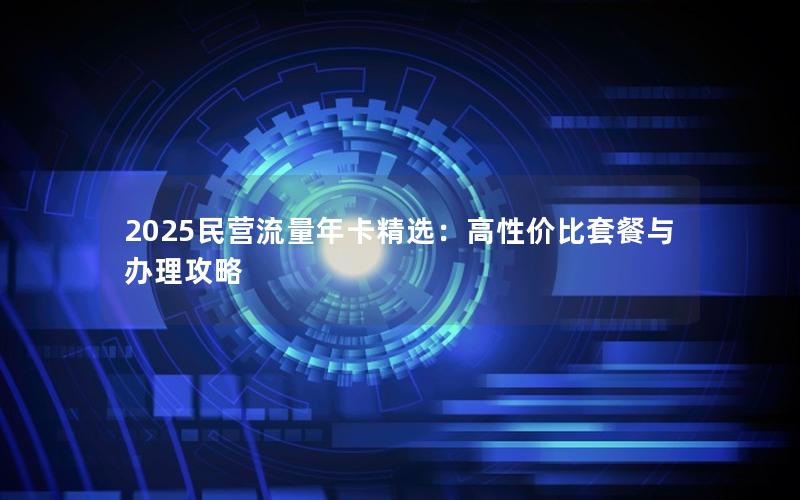 2025民营流量年卡精选：高性价比套餐与办理攻略