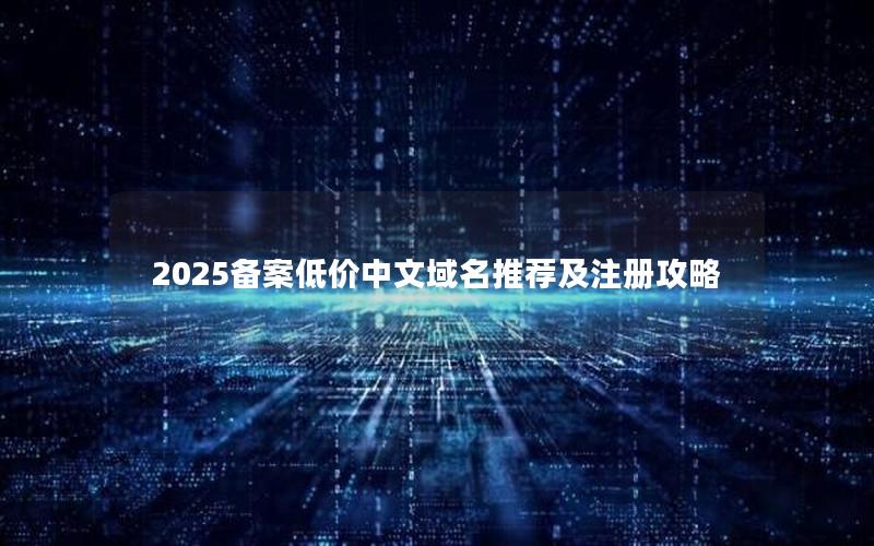 2025备案低价中文域名推荐及注册攻略