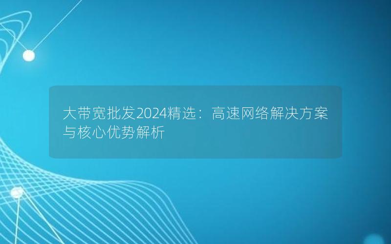 大带宽批发2024精选：高速网络解决方案与核心优势解析