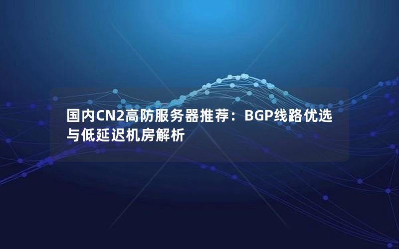 国内CN2高防服务器推荐：BGP线路优选与低延迟机房解析