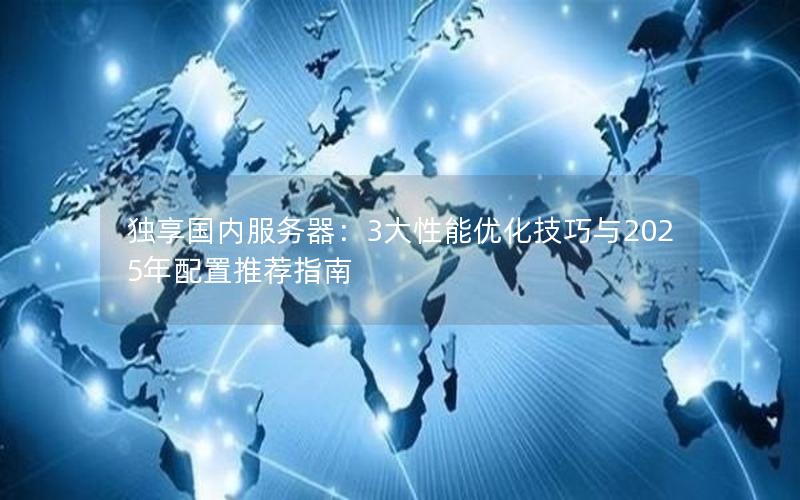 独享国内服务器：3大性能优化技巧与2025年配置推荐指南