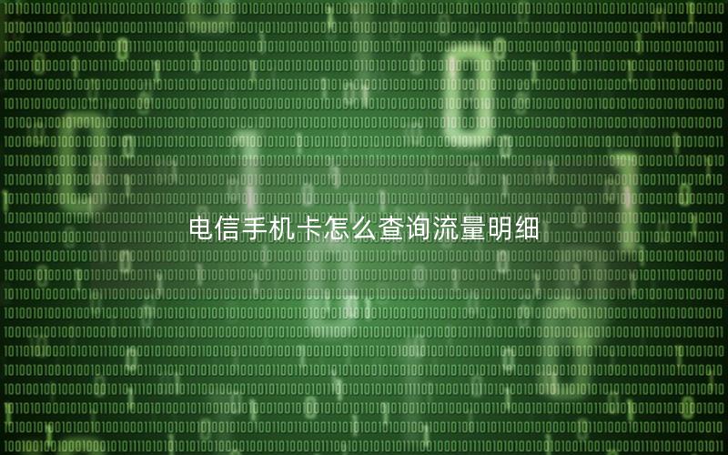 电信手机卡怎么查询流量明细