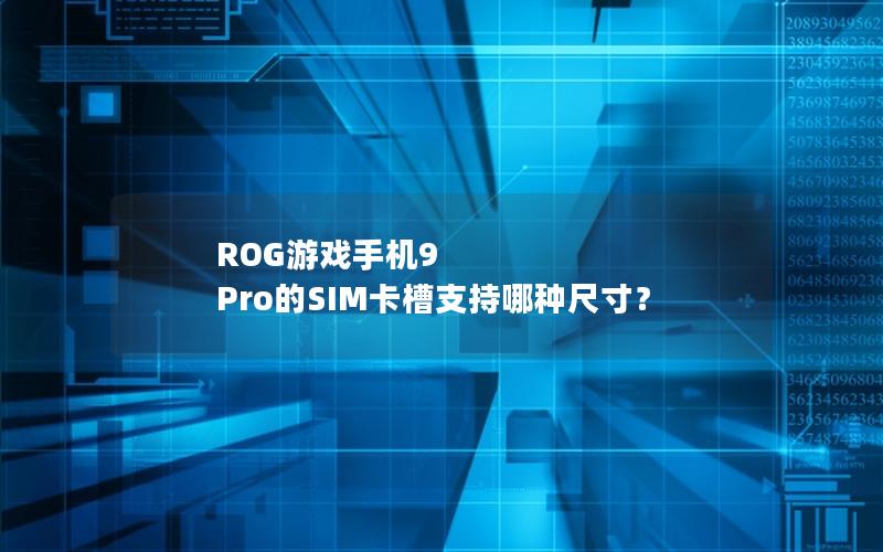 ROG游戏手机9 Pro的SIM卡槽支持哪种尺寸？