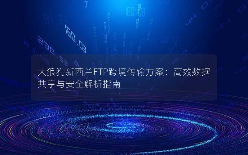 大狼狗新西兰FTP跨境传输方案：高效数据共享与安全解析指南