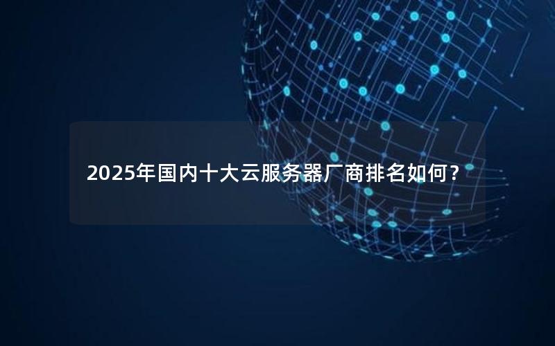 2025年国内十大云服务器厂商排名如何？