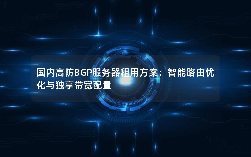 国内高防BGP服务器租用方案：智能路由优化与独享带宽配置