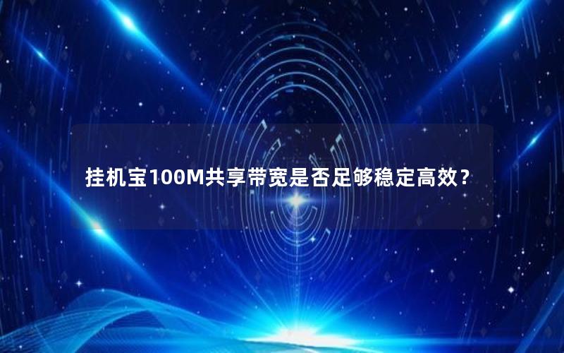 挂机宝100M共享带宽是否足够稳定高效？