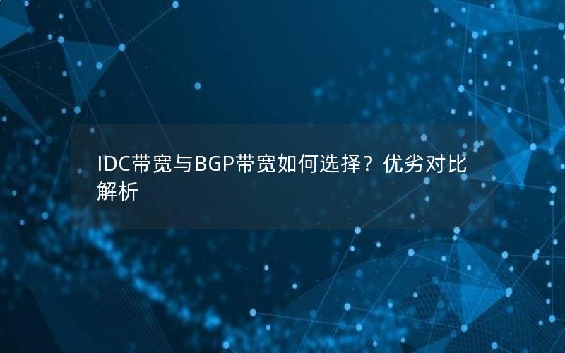 IDC带宽与BGP带宽如何选择？优劣对比解析