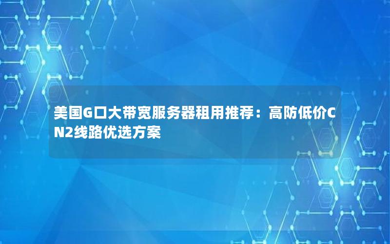 美国G口大带宽服务器租用推荐：高防低价CN2线路优选方案