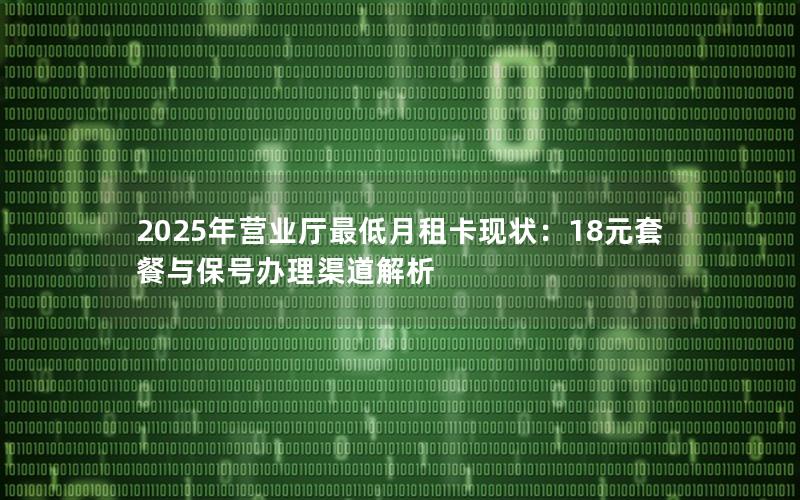 2025年营业厅最低月租卡现状：18元套餐与保号办理渠道解析