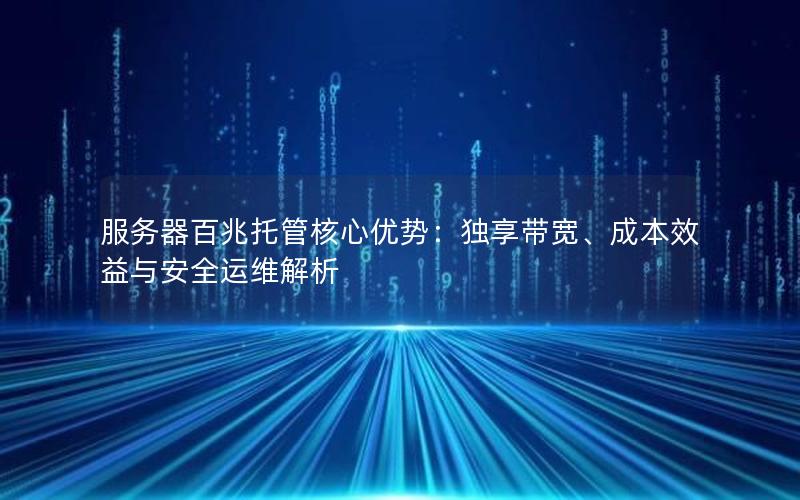 服务器百兆托管核心优势：独享带宽、成本效益与安全运维解析